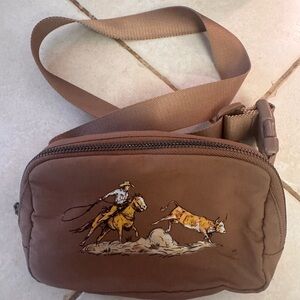 Brown Crossbody Sling Bag with Western Rodeo Graphic